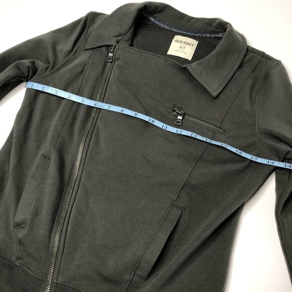 Old NAVY Smokey Grey Moto Asymmetrical Zipup Stretchy Pocket Sweater Jacket Coat - Picture 13 of 14
